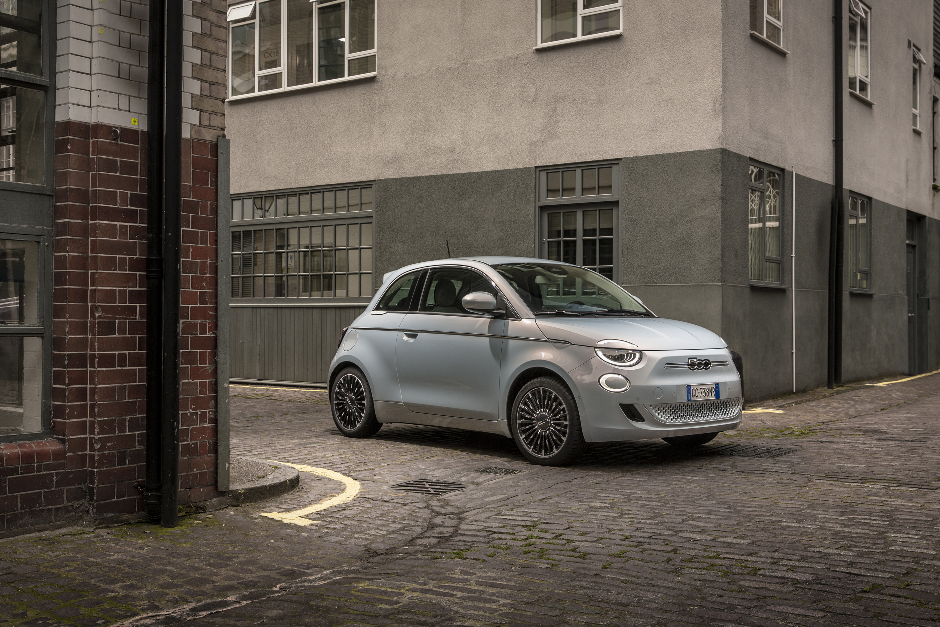 Fiat 500 Electric Car in City back street